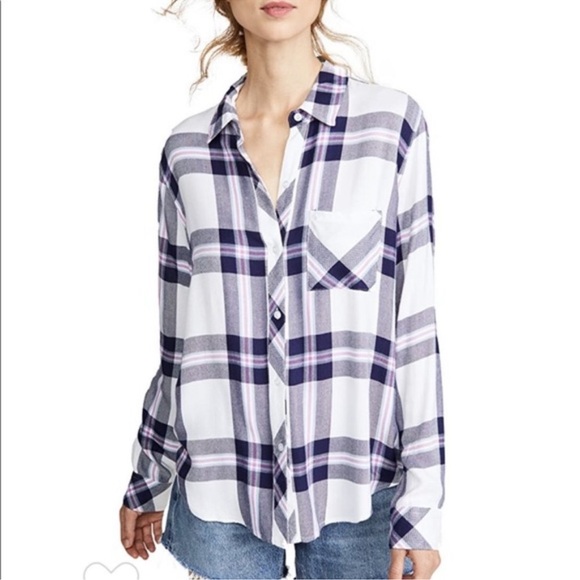 RAILS Hunter Button Down Shirt, White/Navy/Fuchsia XL - Picture 1 of 8